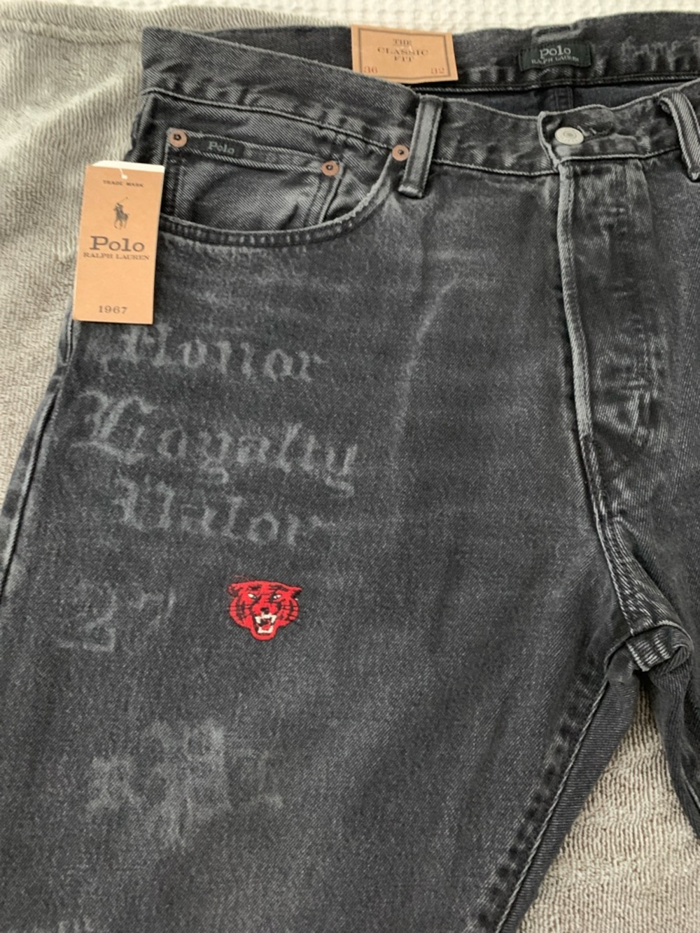 Polo by Ralph Lauren Black Graphic Jeans with Red Accents